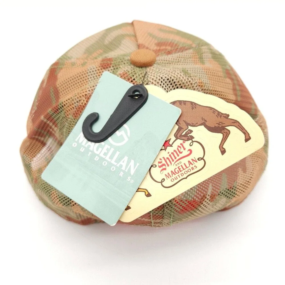 Shiner Bock Snapback Mesh Rope Trucker Hat‎ Tan Camo Hunting Magellan Patch Cap